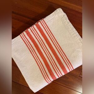 Domain Tablecloth Feed Sack Stripes Cotton & Flax  54” X 90” Cream & Orange